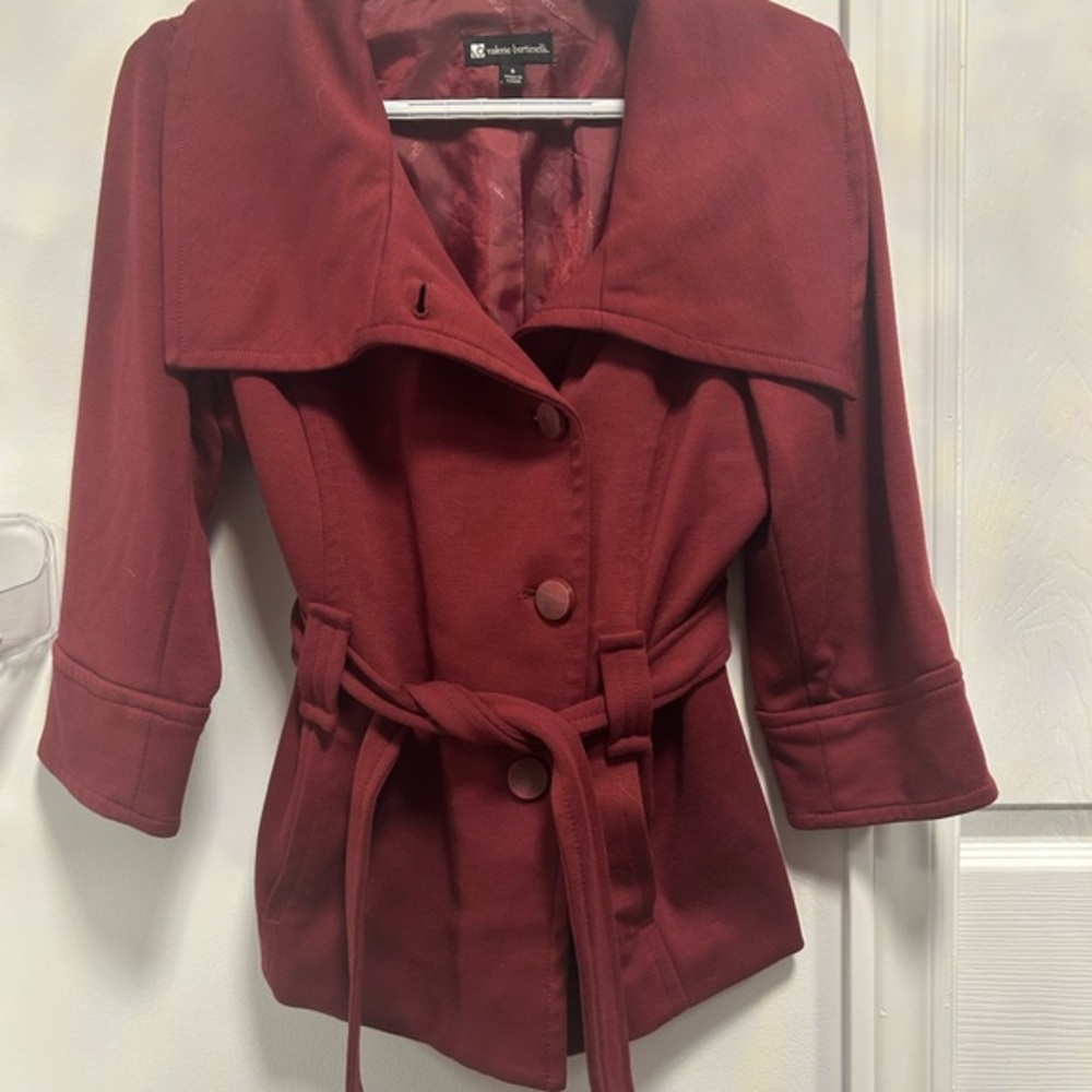 Valerie Bertinelli Deep Red Trench Coat with Belt